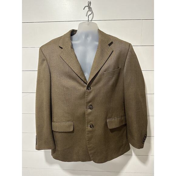 Kilburne and Finch Wool Houndstooth Sport Coat Mens 46R Brown Jacket Blazer - Picture 1 of 7